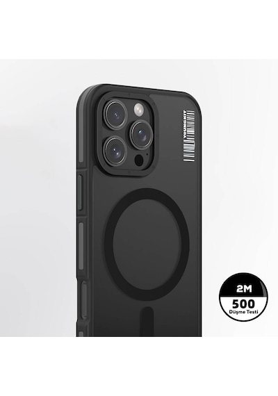 Apple iPhone 16 Pro Max Uyumlu Kılıf Magsafe Şarj Özellikli Youngkit Rock Sand Serisi Kapak Siyah