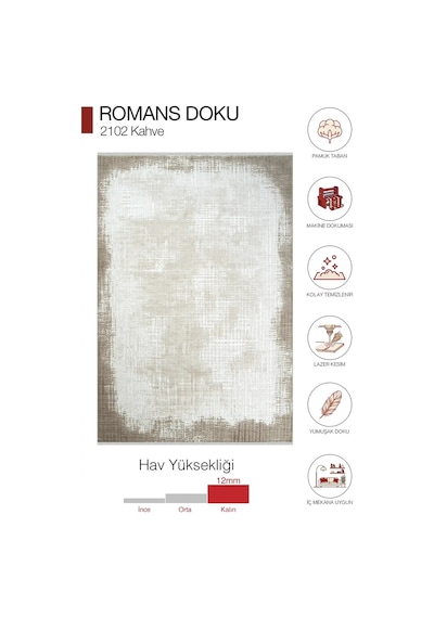 Hoom Rugs Doku 2102 Kahve Modern Salon Halısı