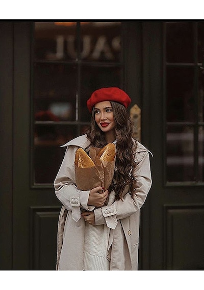 Eke Tekstil Kırmızı Fransız Ressam Avusturalya Yünü Keçe Bere Açık Kırmızı