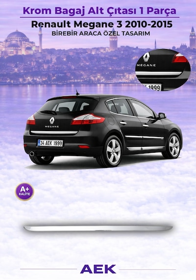 Renault Megane 3 Bagaj Alt Çıtası 2010-2015 Paslanmaz Çelik