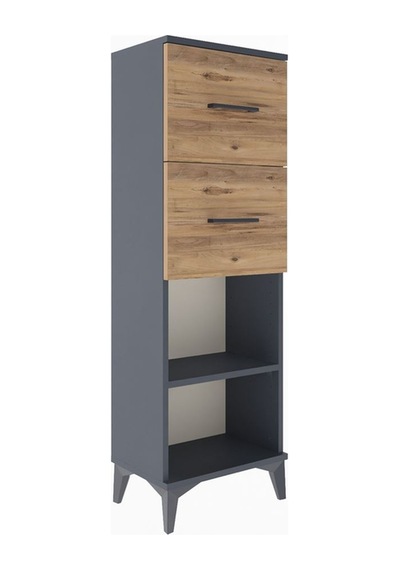 Arges Dolap Tek Raflı 2 Çekmeceli 44x30x134 Antrasit-çam Antrasit