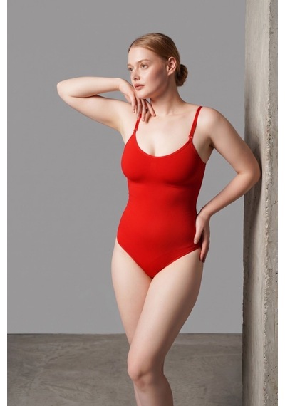 Fit Women Çıtçıtlı String Body Korse 9052 Kırmızı