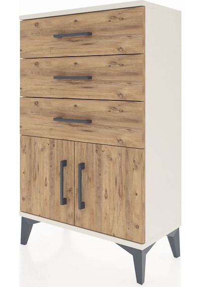 Arges Komodin 3 Çekmeceli 2 Kapaklı 60x30x96 Aytaşı-çam Aytaşı