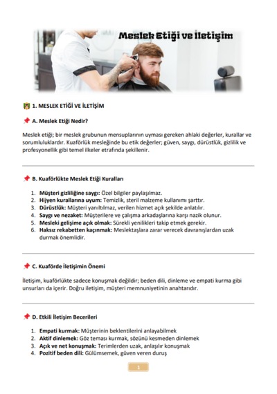 Erkek Kuaförlüğü Kalfalık-ustalık Sınavları Hazırlık Kitabı