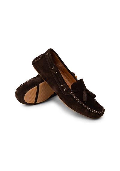 Deery Kadın Hakiki Süet Kahverengi Püsküllü Loafer - Dl506zkhvc01