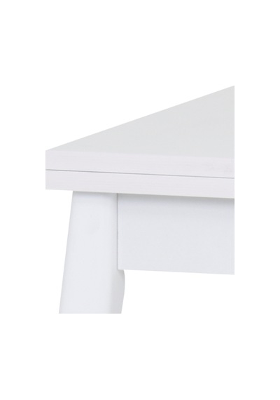 Vilinze Avanos Ahşap Katlanır Kanatlı Mdf Mutfak Masası - 70x70+70 70x140 Cm Beyaz