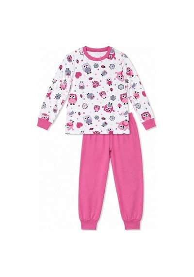 Kız Çocuk Premium Penye Baykuş Desenli Uzun Kollu Pijama Takımı 2-11 Yaş - Pembe