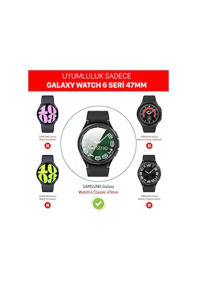 Novstrap Samsung Galaxy Watch 6 Classic 47mm İle Uyumlu Ekran Koruyucu Nano Esnek Cam Tam Ppm