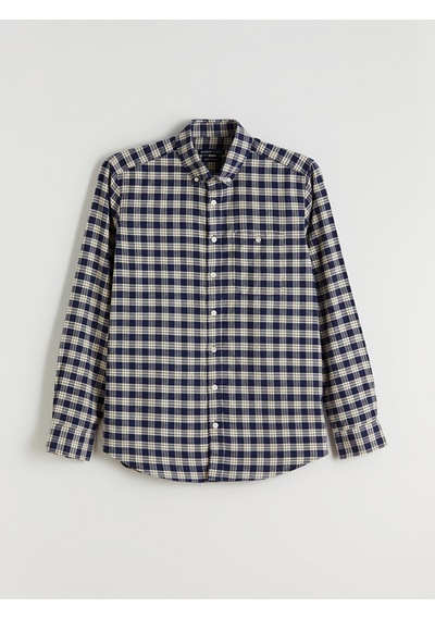 Lcwaıkıkı Classic Ekru Regular Fit Uzun Kollu Ekose Erkek Gömlek