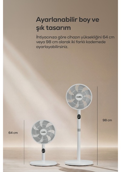 Ayaklı Vantilatör 23w, 24 Kademe, Kumandalı, Otomatik Salınım, Boy Ayarlı V0402102