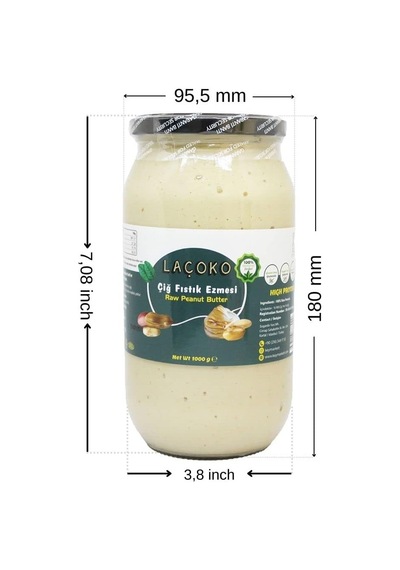 Laçoko 4 Kg İsme Kişiye Özel Şekersiz, Saf, Katkısız Fıstık Ezmesi Glutensiz, Vegan, Doğal Az Kavrulmuş Diğer