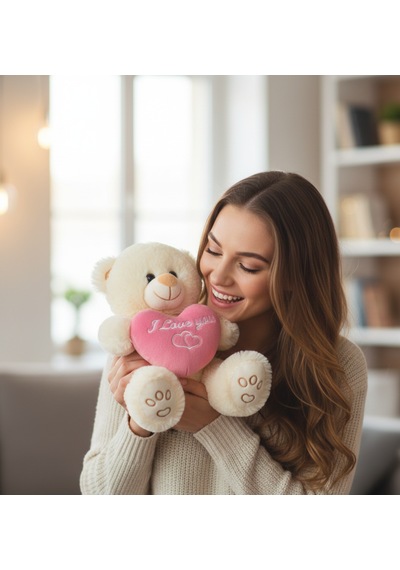 Merty Avm Premium Kalite Kalpli Peluş Ayıcık - Dolgun Yapılı Sevgiliye Doğum Günü Hediyesi 000 Açık Krem