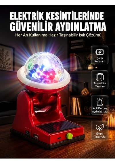 Mey İthalat Çok Amaçlı Şarjlı Led Projektör Lamba Solar Enerjili Rgb Ambiyans Ve Parti Işığı Diğer