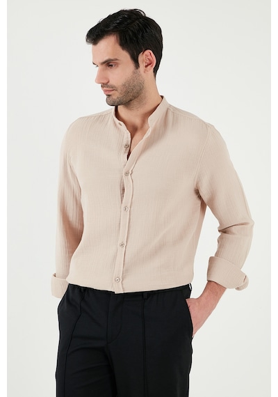 Buratti Pamuklu Regular Fit Hakim Yaka Erkek Gömlek Cf25S127702 Bej