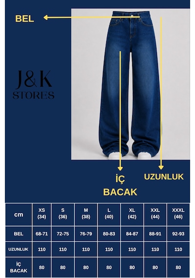 J&kstores Baggy Salaş Pocket Bol Paça Retro Görünümlü Jean Pantolon Lacivert