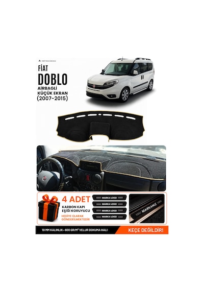 Fiat Doblo 2007-2015 Airbagli Küçük Ekran Uyumlu Torpido Örtüsü - Siyah Bej