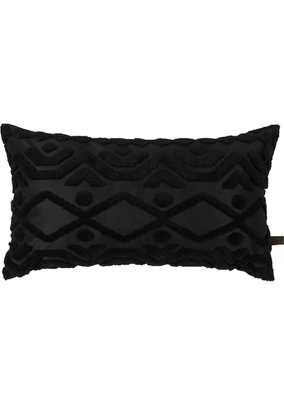 Bohem Özel Tasarım Punch Panç Desen Dekoratif Dikdörtgen Kırlent Kılıfı 28x50 cm Letta Siyah