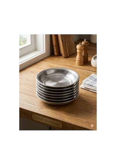Paslanmaz Çelik Paça Yemek Tabağı No:1 - 15,7 Cm Meze Ve Çorba Tabağı - 6 Adet No1 15,7