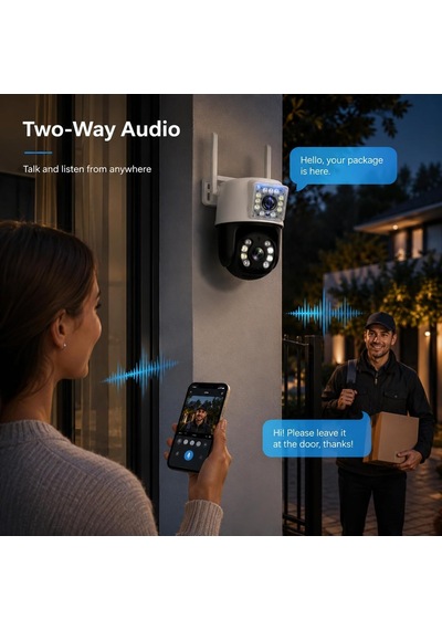 6mp Dual Lens Wifi Akıllı Güvenlik Kamerası, 360 Hareketli Dış Mekan Ip Kamera, Ethernet Wifi Bağlantılı Beya