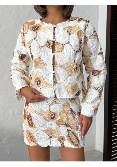 Verymoda Desenli Ceket Şık Ve Modern Tasarım F1962 Kahve