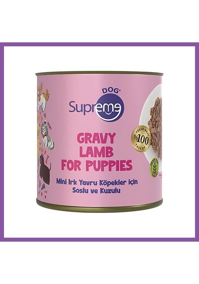 Supreme Dog Mini Irk Yavru Köpekler Için Soslu Ve Kuzulu Konserve Mama 200 Gr - Tekli Bzoshb