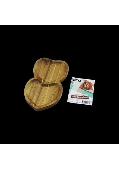 Akasya Kalpli 2 Bölmeli Ahşap Servis Tepsisi 25x14x1.4 Cm Açık Mavi