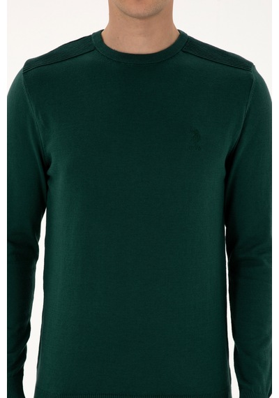 U.S. Polo Assn. Erkek Slim Fit Bisiklet Yaka Yeşil Basic Kazak 50307779-VR054 U.S. Polo Assn. Erkek Slim Fit Bisiklet Yaka Yeşil Basic Kazak 50307779-VR054