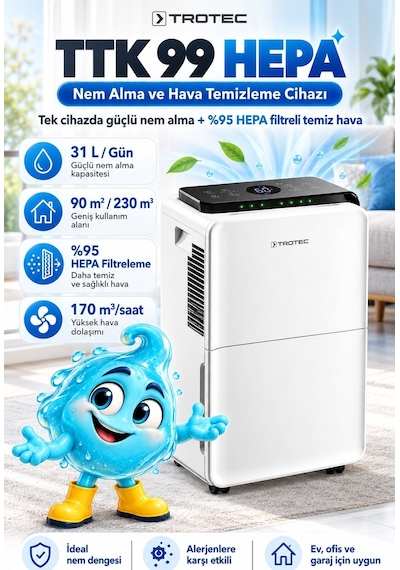 Trotec TTK 99 Nem Alma Ve Hava Temizleme Cihazı