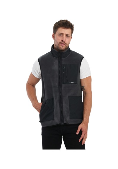 Adams Erkek Polar Kolsuz Çift Renk Yelek 3 Cepli Comfort Fit Antrasit
