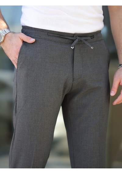 Slim Fit Likralı Jogger Pantolon Antrasit