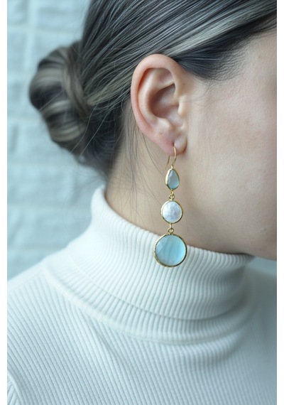 Kadir Jewellery 22 Ayar Altın Kaplama Kadın İnci Küpe -el İşçiliği Ve Hipoalerjenik Küpe çok renkli