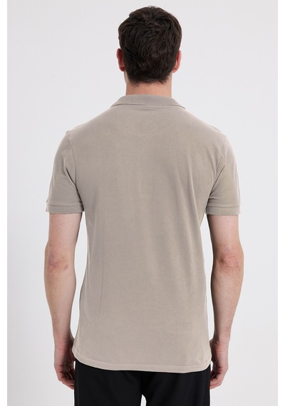 Tudors Slim Fit Dar Kesim %100 Pamuk Erkek Polo Yaka Gri Tişört-46190 Gri