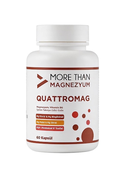 Quattromag Magnezyum Kompleks Klorür - Bisglisinat - Sitrat - Malat Ve B6 60 Kapsül