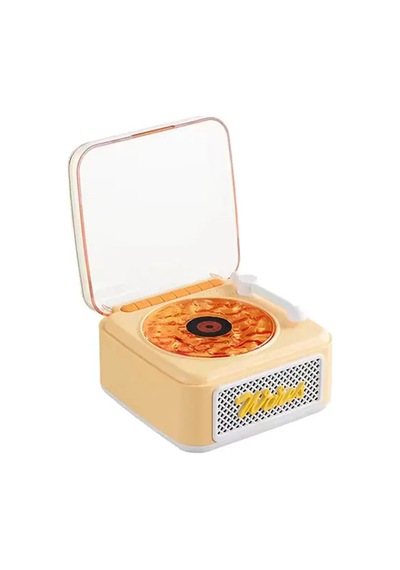 Belirtilmemiş Nostalji Mini Plak Görünümlü Radyolu Bluetooth Hoparlör 3d Ses Dalgası Retro Müzik Plak Sarı