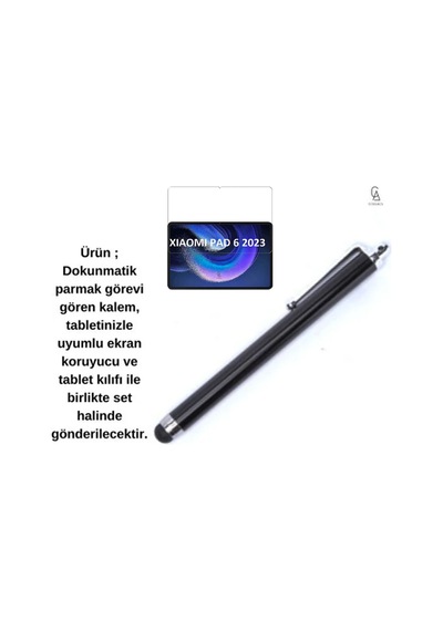 Xiaomi Pad 6 11 İnç Uyumlu 360 Dönebilen Standlı Tablet Kılıfı Ekran Koruyucu Ve Kalem Seti Kapaklı Kılıf