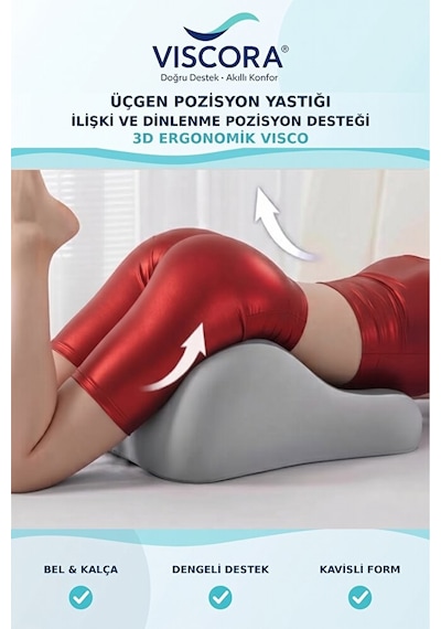 Üçgen Pozisyon Yastığı İlişki Ve Dinlenme Pozisyon Desteği 3d Ergonomik Visco Gri