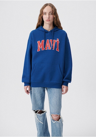 Mavi 1600361-82625 Mavi Logo Baskılı Kapüşonlu Sweatshirt - Lacivert