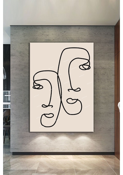 Yüzler ve Suretler Minimalist Modern Sanatsal Kanvas Tablo 50 x 70
