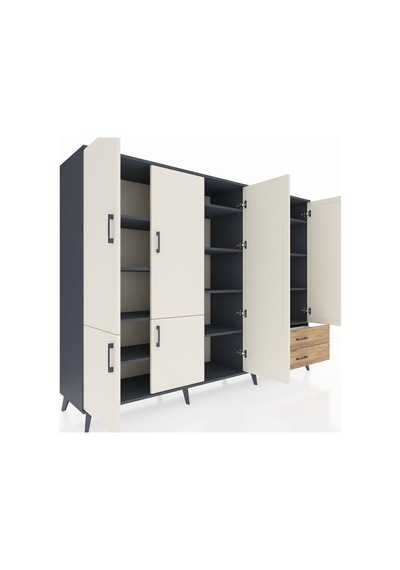 Hyperion Dolap 12 Raflı 2 Çekmeceli 7 Kapaklı 220x44x163 Antrasit Antrasit-aytaşı/çam Hyperion Dolap 12 Raflı 2 Çekmeceli 7 Kapaklı 220x44x163 Antrasit Antrasit-aytaşı/çam