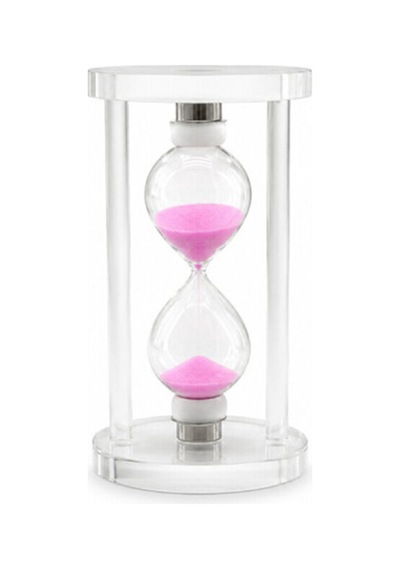 1 Adet Cam Standlı Kum Saati Küçük Boy 10 Cm, Pembe Kum, Dekoratif Masaüstü Zamanölçer, Sand Timer, Hourglass Diğer