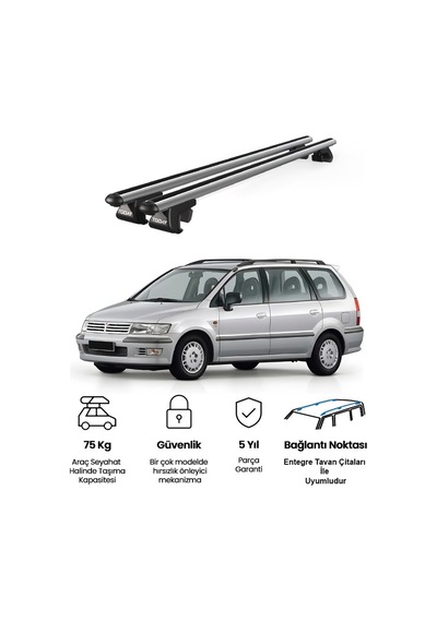 Venüs Mitsubishi Space Wagon 1997-2003 Uyumlu Gri Ara Atkı Port Bagaj Tavan Barı