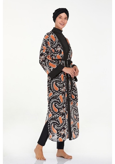 Adasea Mayo Üzerine Tek Pareo Kaftan Roxana 6108 Siyah Siyah