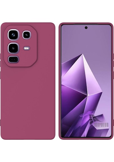 Infinix Note 50 Pro Uyumlu Silikon Kılıf - Kamera Korumalı Esnek Pastel Renk Kapak - Mürdüm
