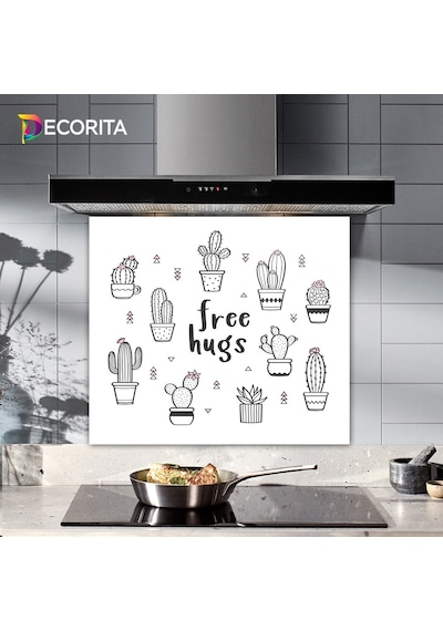 Decorita Free Hugs | Cam Ocak Arkası Koruyucu | 52cm x 60cm