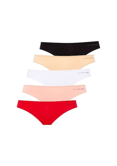U.S. Polo Assn.Kadın Siyah - Beyaz - Ten - Somon - Kırmızı  5 Li Brazilian Slip 67007 Ten Rengi