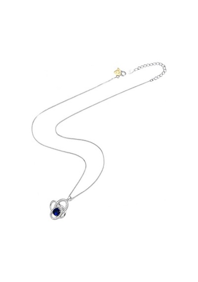 Brezza Lusso Jewelry  Diamond Serisi Safir Tektaş Girdap Stylish/night Gümüş Kadın Kolye 45 CM 45 CM