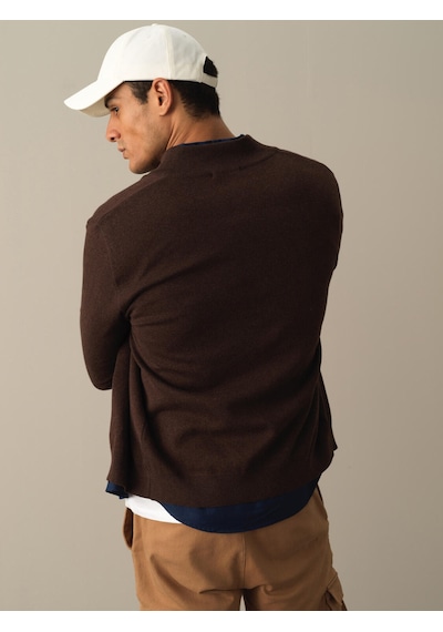 Xint Kahverengi Regular Fit Dik Yaka Pamuklu Hırka 801663