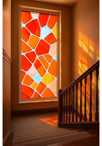 Vitray Desen Yapışkanlı Şeffaf Folyo 67cmx 2 Metre Turuncu