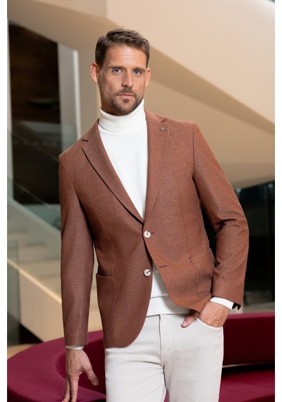 Morven Erkek Kiremit Dokuma Slim Fit Mono Yaka Ceket 25ks002001460 Kiremit