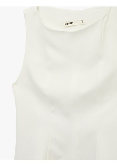 Koton Slim Fit Bisiklet Yaka Peplum Kesim Kolsuz Bluz Beyaz 6sak60238pw Beyaz